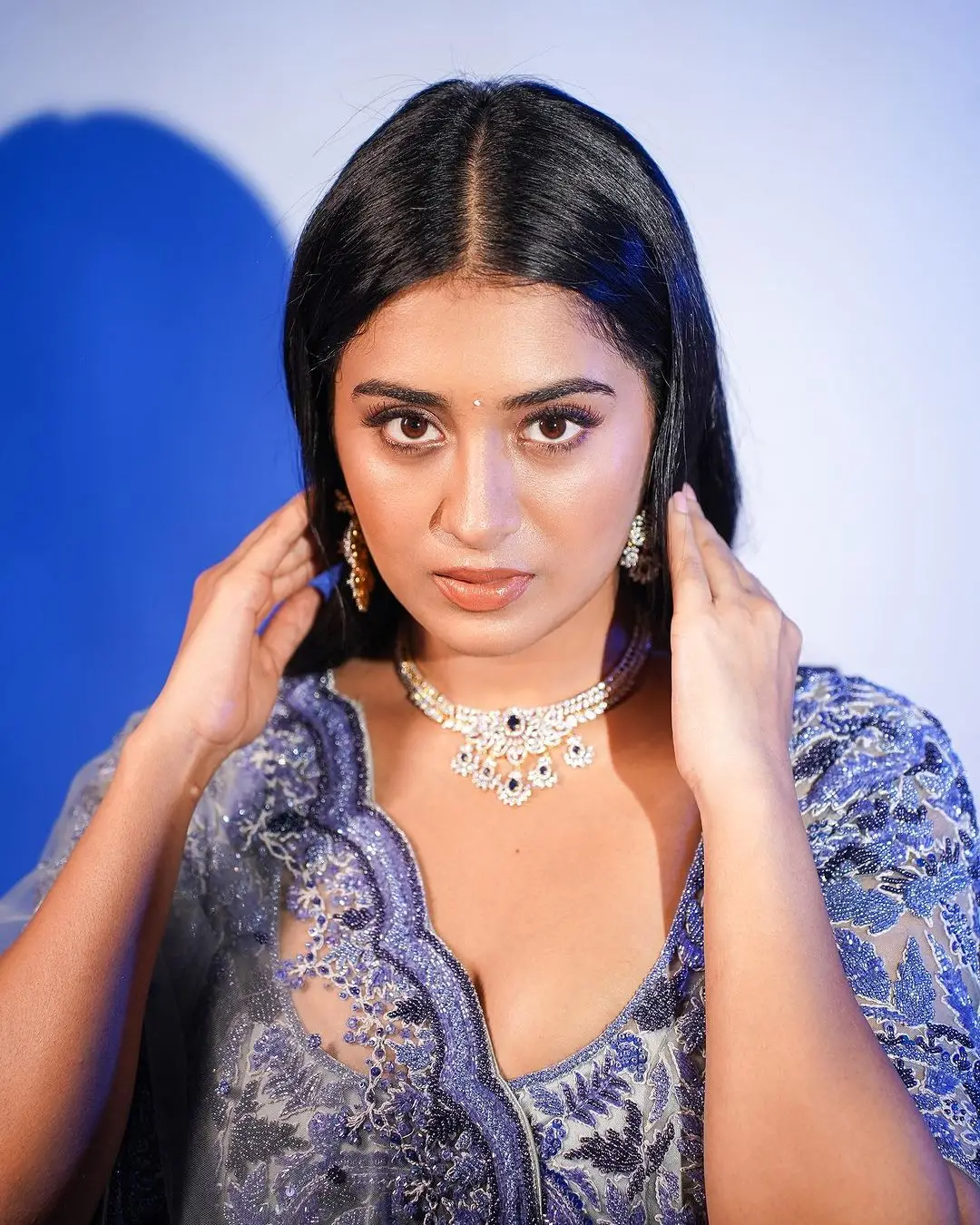 Telugu Actress Rashi Singh Stills in Blue Lehenga Choli